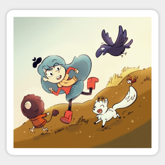 Hilda Stampede: Twig Nisse Alfur Raven Sticker by Zyden